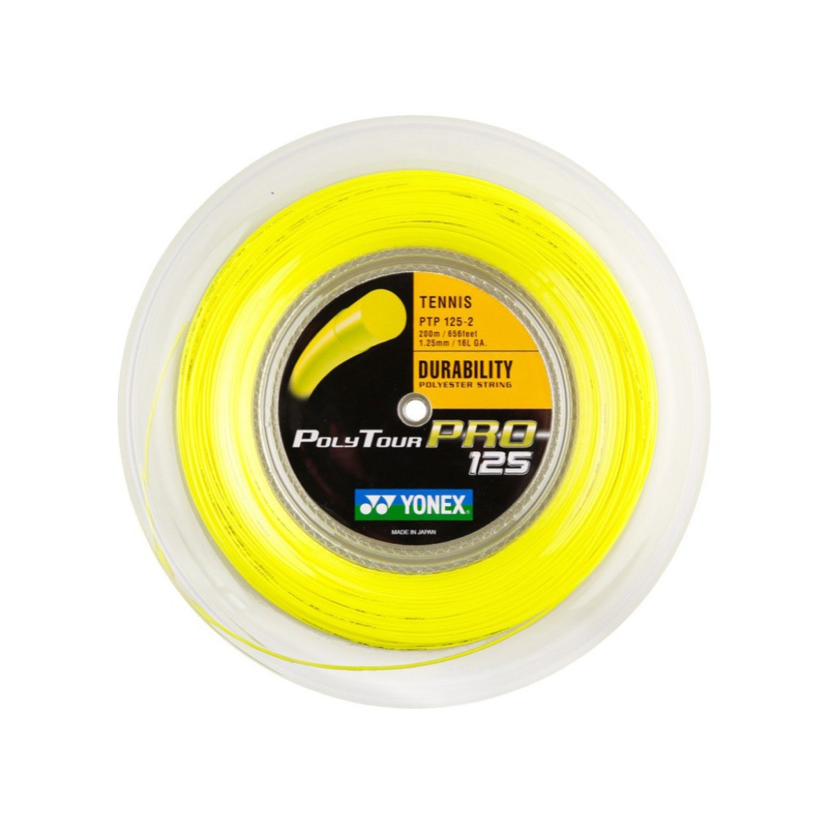 Yonex Polytour Pro 125 200m spoel - zwart, geel